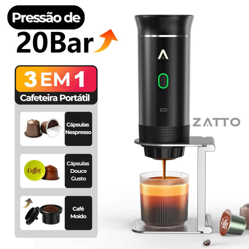 Cafeteira Eletrica Portatil 3 em 1 Quick Coffee Black - Zatto 2