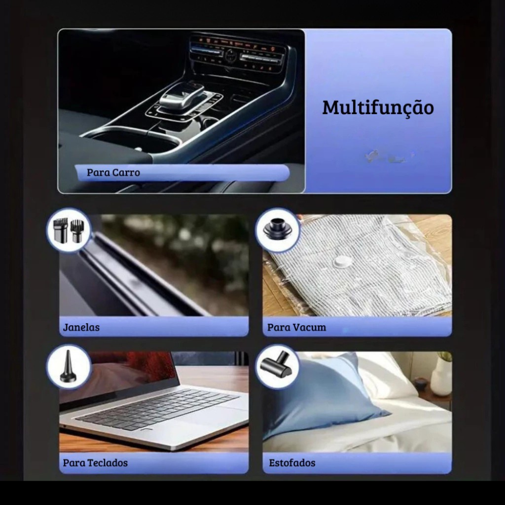 Aspirador e Soprador Portátil Recarregável 7 em 1 - Zatto