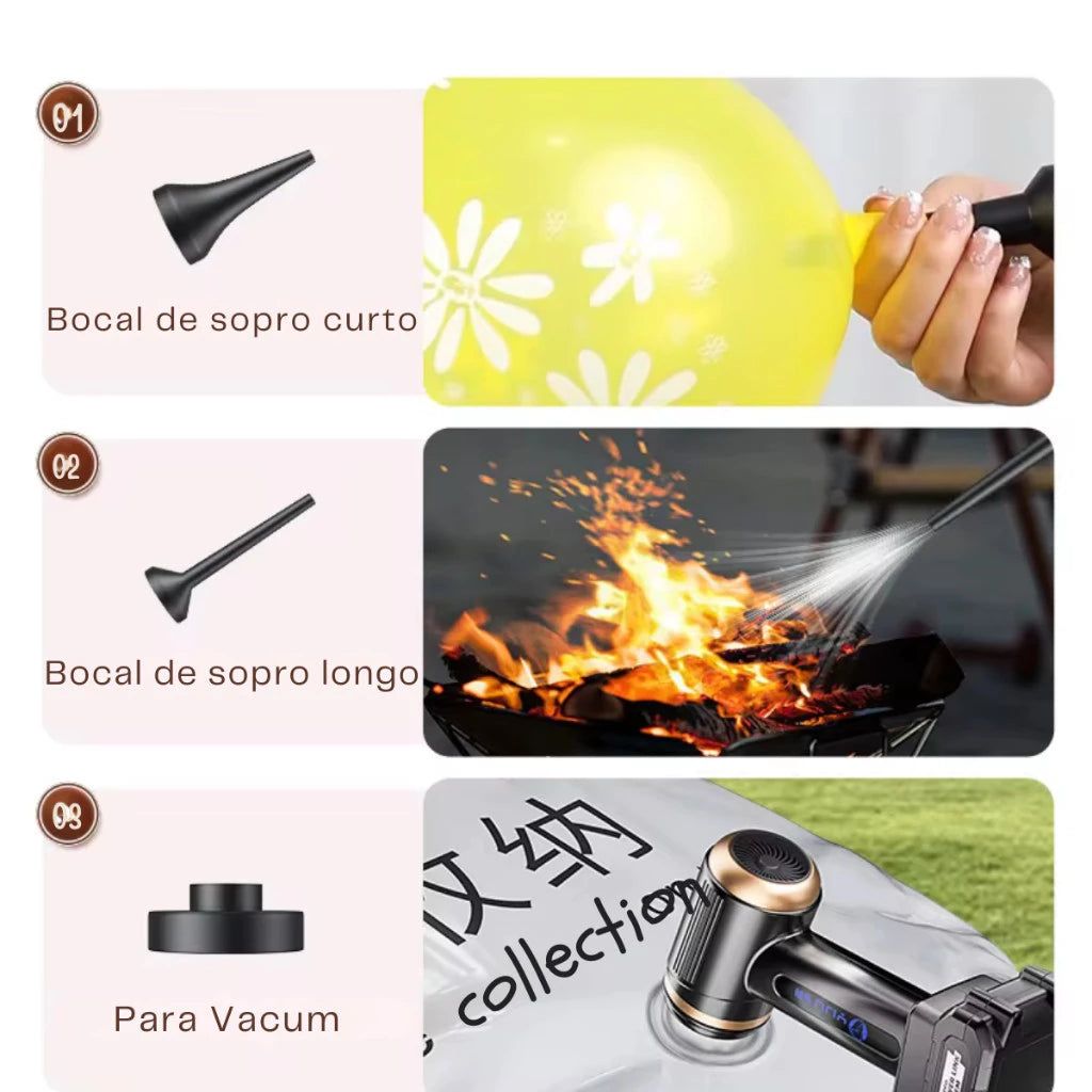 Aspirador e Soprador Portátil Recarregável 7 em 1 - Zatto