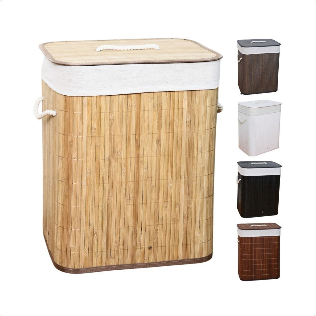 Cesto de Roupa Suja de Bambu com Tampa - Zatto