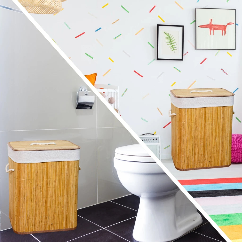 Cesto de Roupa Suja de Bambu com Tampa - Zatto