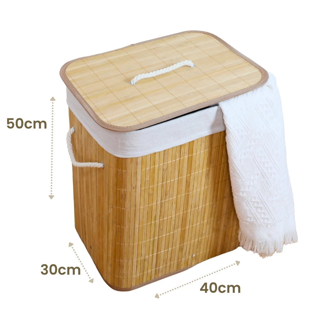 Cesto de Roupa Suja de Bambu com Tampa - Zatto