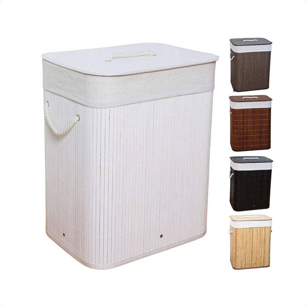 Cesto de Roupa Suja de Bambu com Tampa - Zatto