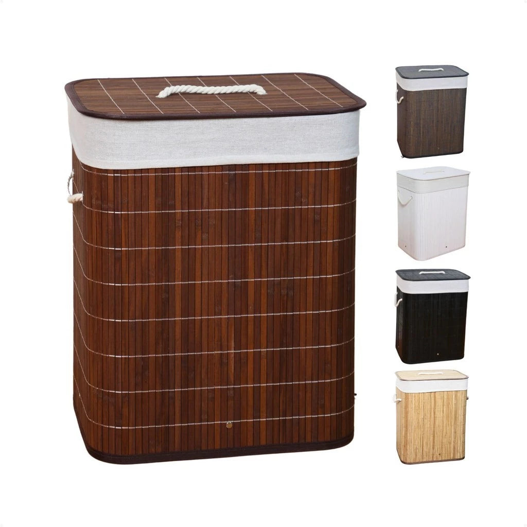 Cesto de Roupa Suja de Bambu com Tampa - Zatto