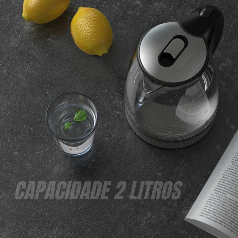 Chaleira Elétrica 2L em Vidro e Inox 110v/220v - Zatto
