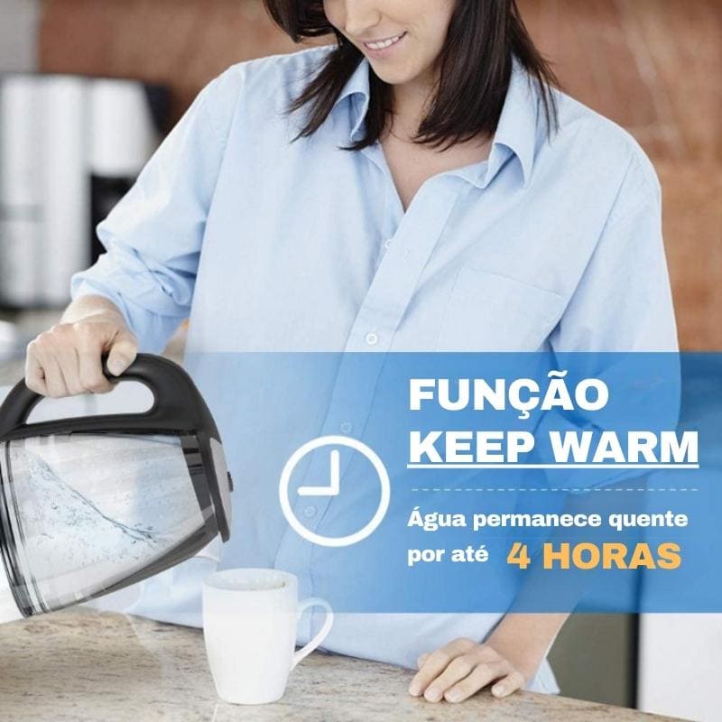 Chaleira Elétrica 2L em Vidro e Inox 110v/220v - Zatto