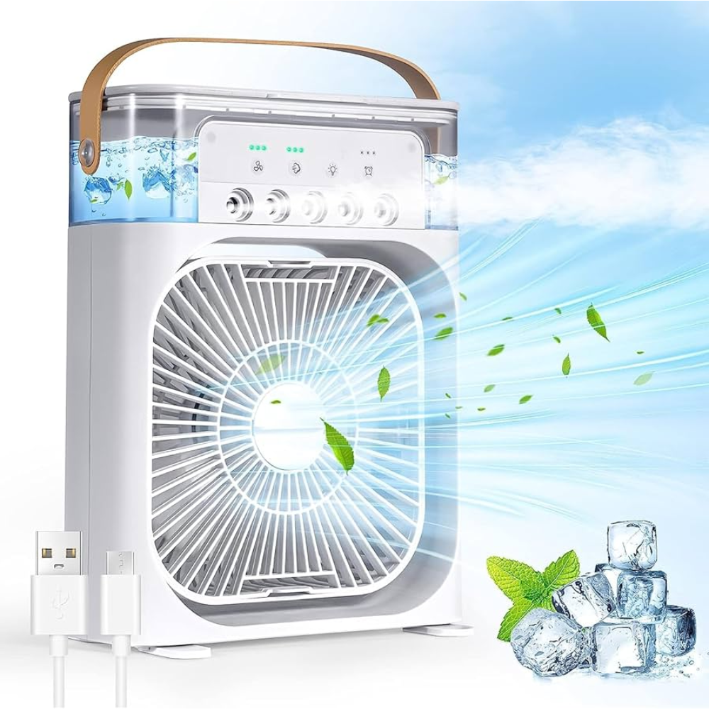 Climatizador e Umidificador Portátil com LED e Reservatório de Água - Zatto