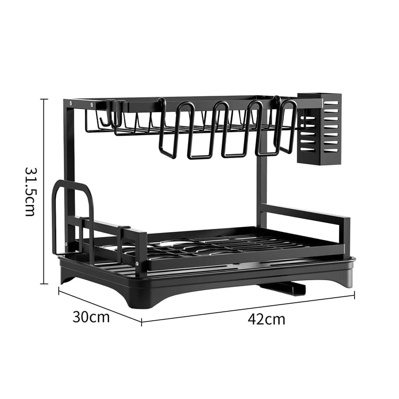 Escorredor de Louça Preto em Metal com Bandeja Coletora - Zatto