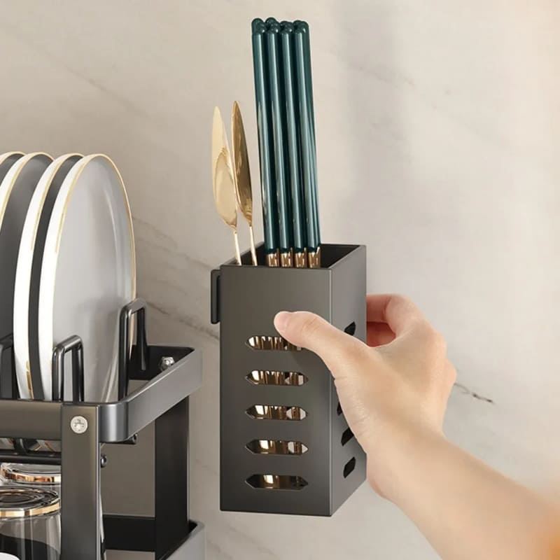 Escorredor de Louça Preto em Metal com Bandeja Coletora - Zatto