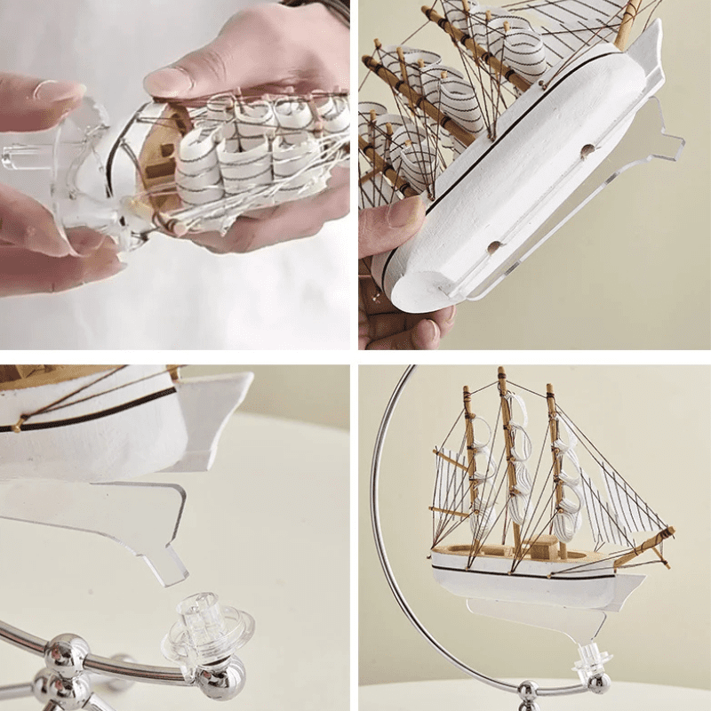 Globo Terrestre Transparente com Navio Veleiro para Decoração - Zatto