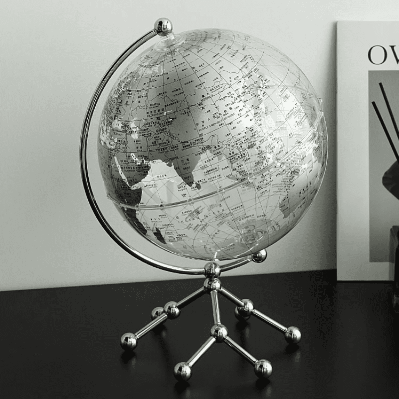 Globo Terrestre Transparente com Navio Veleiro para Decoração - Zatto