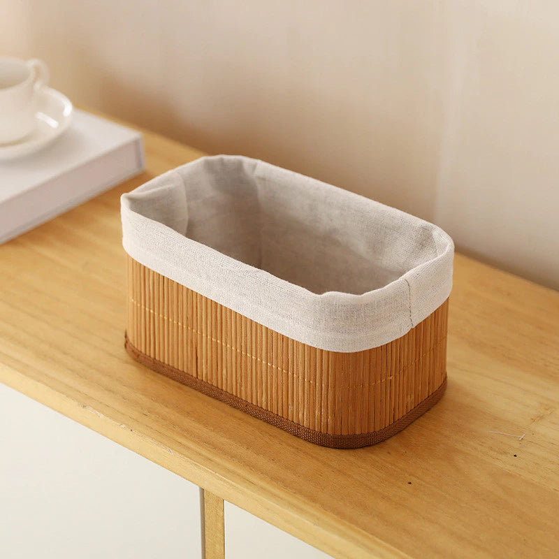 Kit 3 Cestos Organizadores de Bambu Multiuso com Forro - Zatto