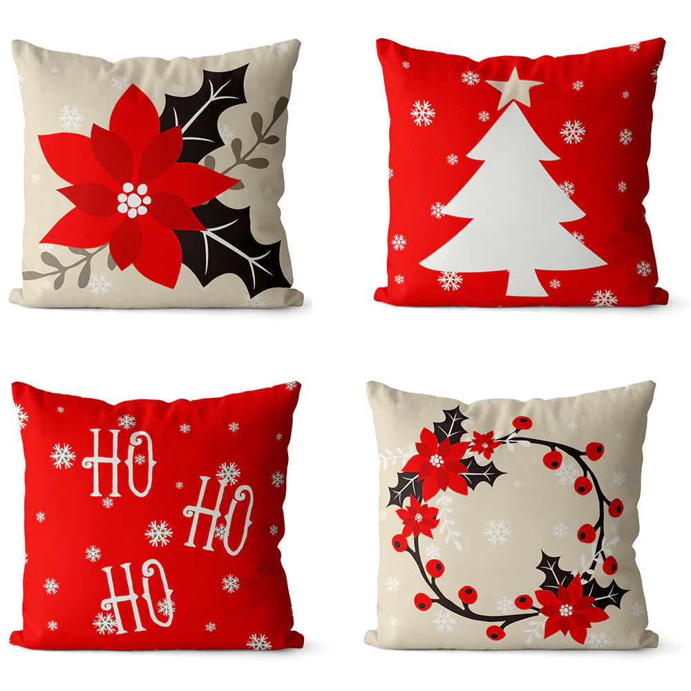 Kit 4 Capas de Almofadas Decorativas de Natal - Zatto