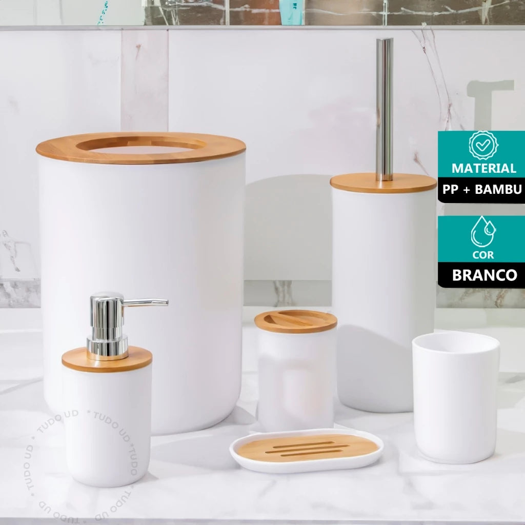 Kit 6 Peças em Bambu para Banheiro Premium - Zatto