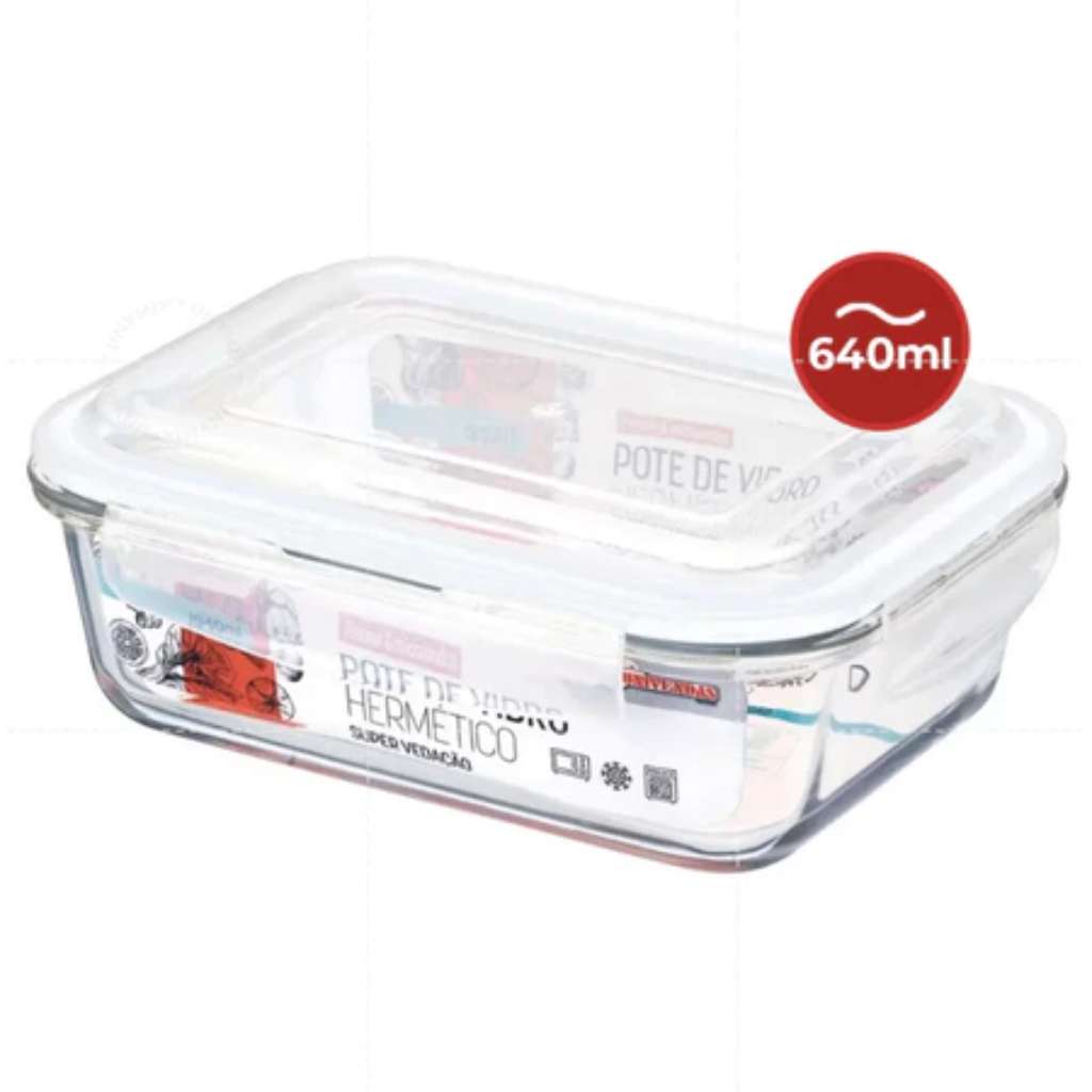 Kit Potes de Vidro Hermético Retangular 5 ou 10 Unidades - Zatto