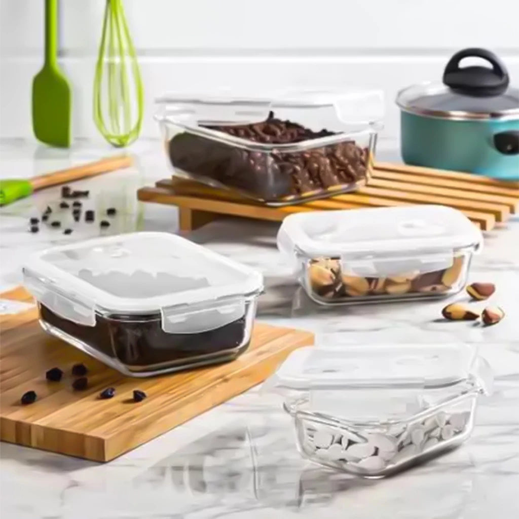 Kit Potes de Vidro Hermético Retangular 5 ou 10 Unidades - Zatto