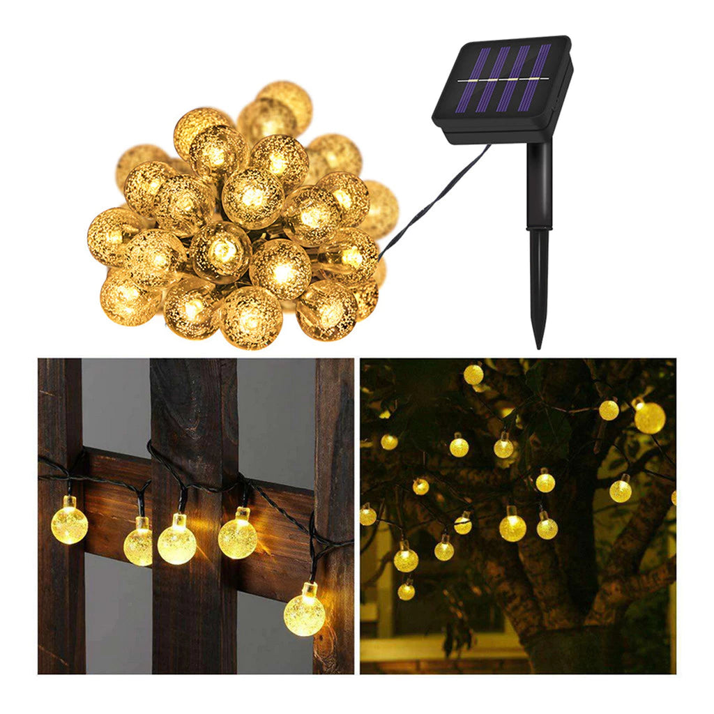 Pisca-Pisca Led Solar Bolas Douradas 50 Lâmpadas - Zatto