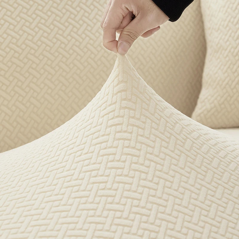 Capa de Sofá 3 Lugares Jacquard Cáqui
