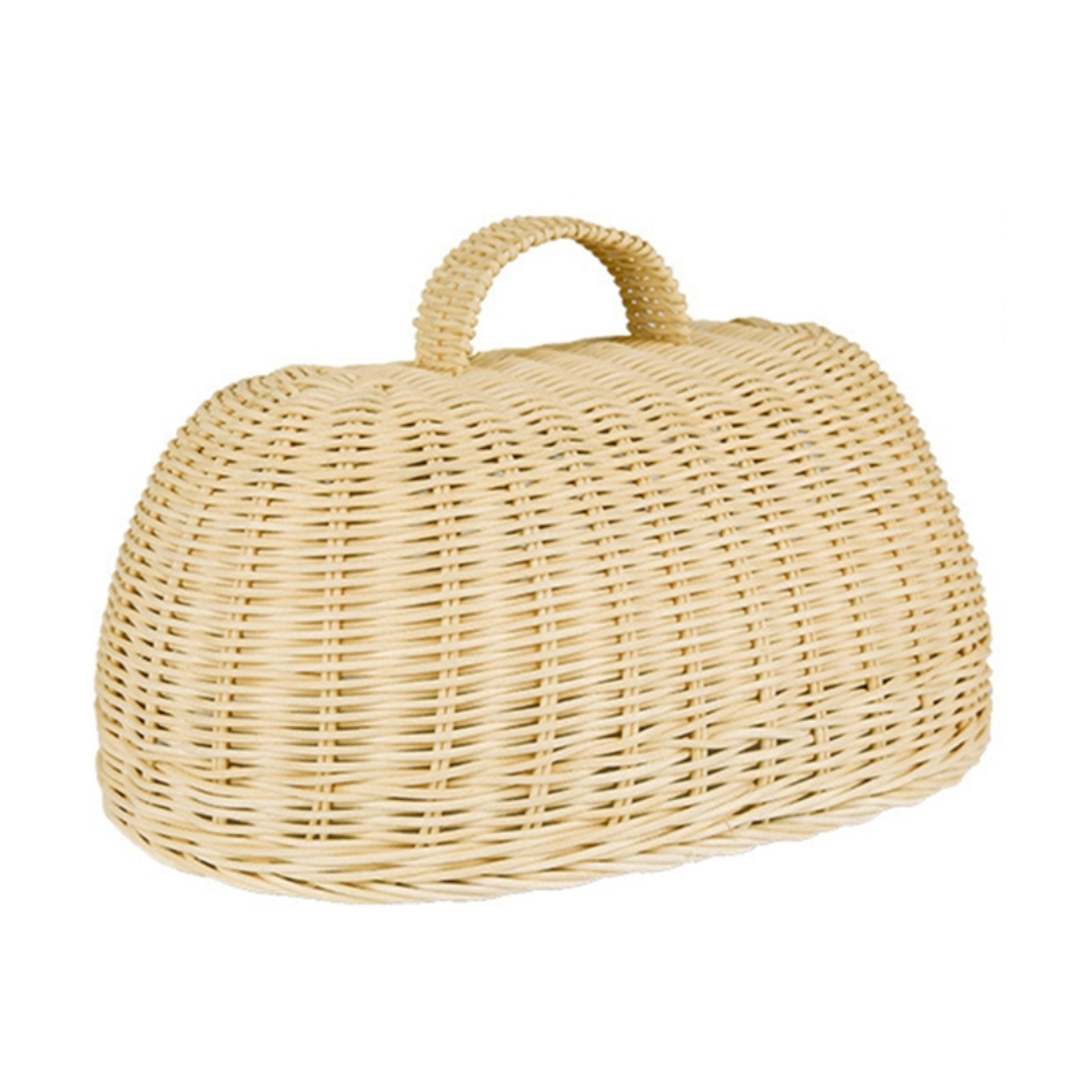 Cesta de Pão em Vime Feita à Mão com Tampa Protetora - Zatto