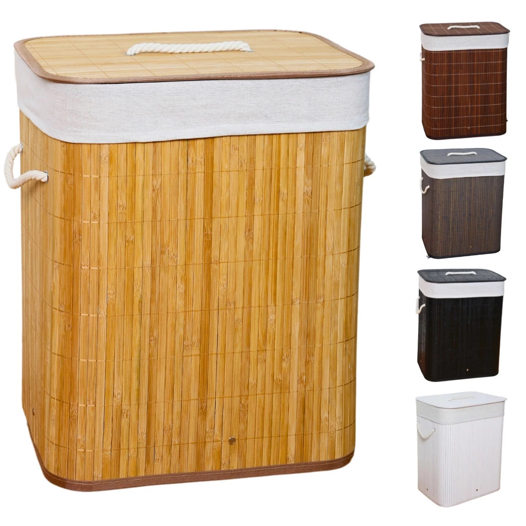 Cesto de Roupa Suja de Bambu com Tampa - Zatto