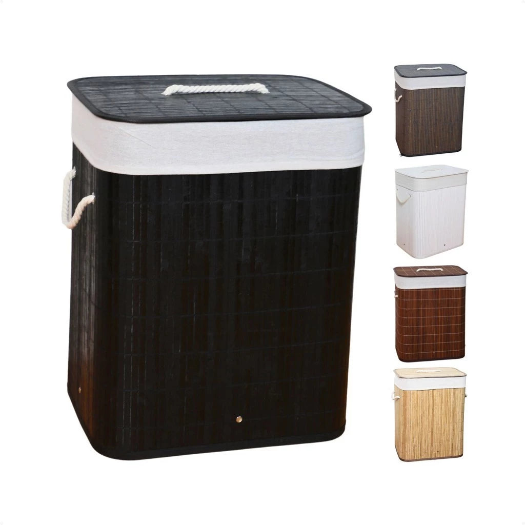 Cesto de Roupa Suja de Bambu com Tampa - Zatto