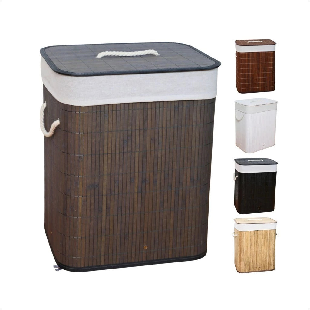 Cesto de Roupa Suja de Bambu com Tampa - Zatto