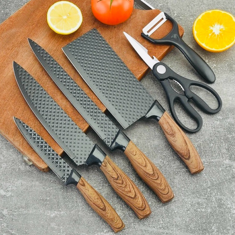 Kit 6 Peças Facas Inox com Tesoura Multiuso e Descascador - Zatto