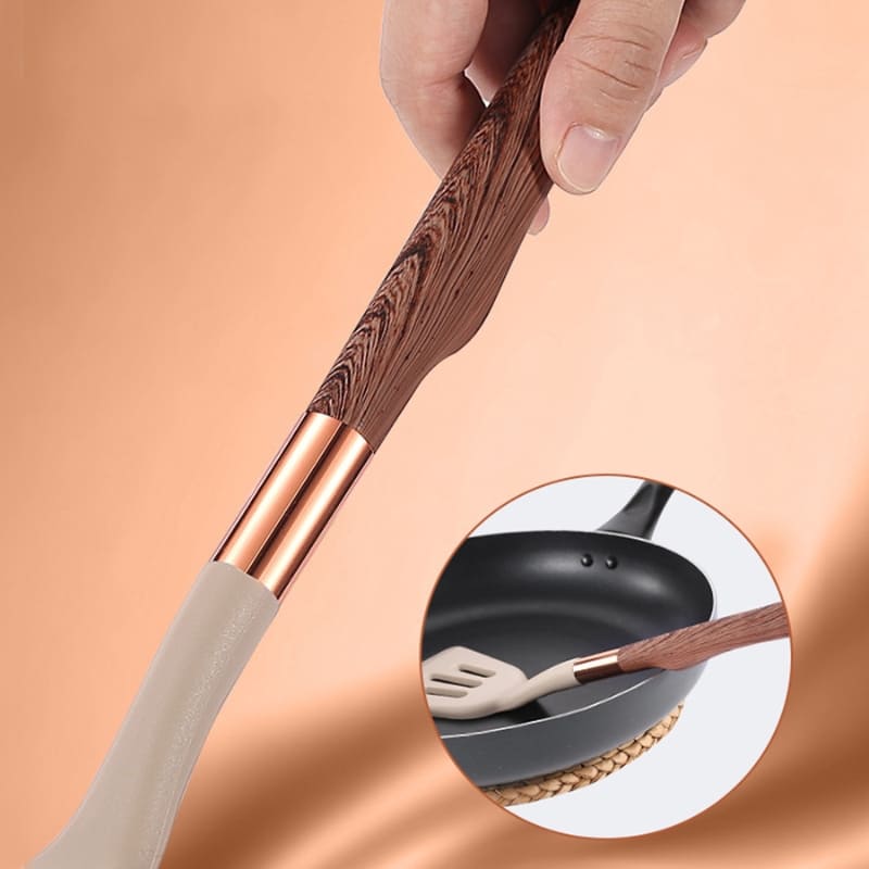 Kit Utensílios de Cozinha Silicone 10 Peças Com Suporte Rosé Inox - Zatto