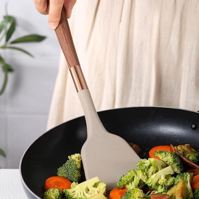 Kit Utensílios de Cozinha Silicone 10 Peças Com Suporte Rosé Inox - Zatto