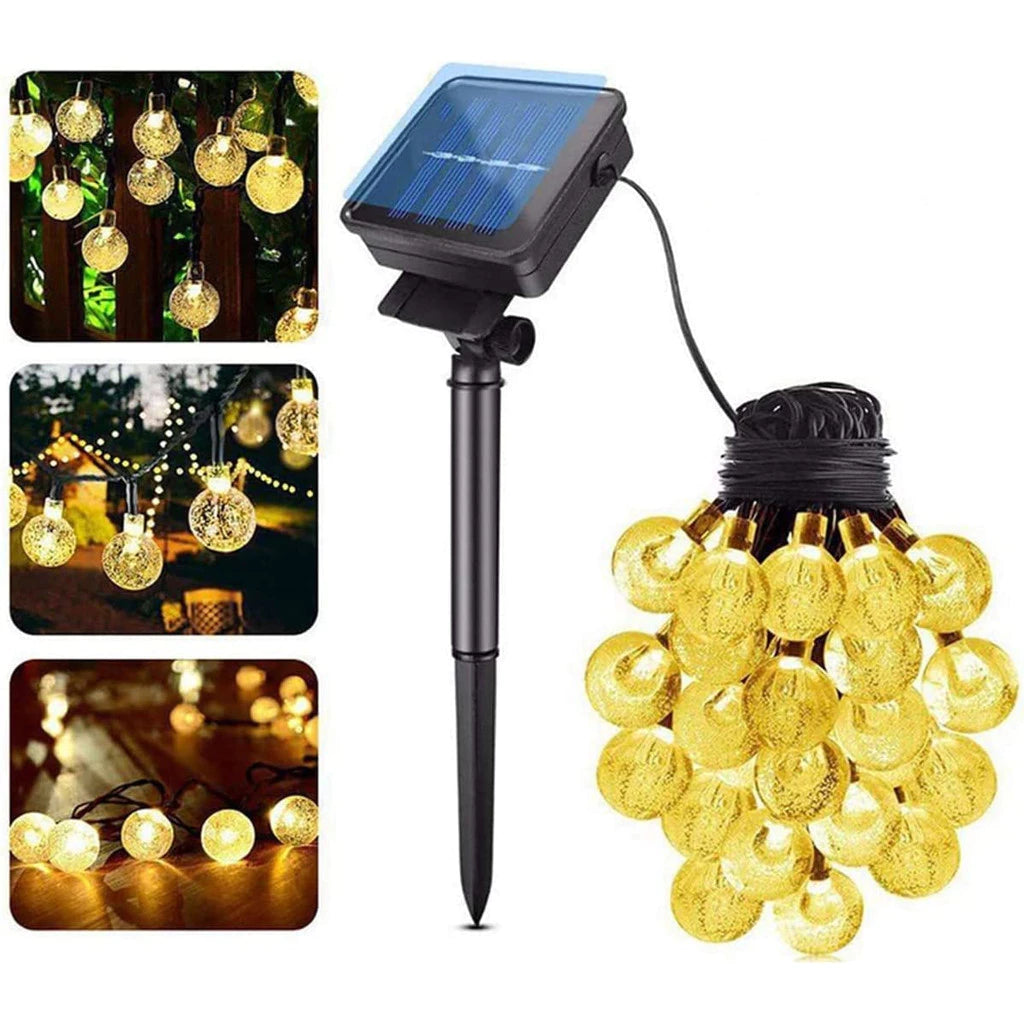 Pisca-Pisca Led Solar Bolas Douradas 50 Lâmpadas - Zatto